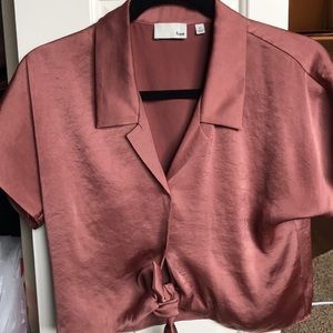 Aritzia rose silk Huang blouse